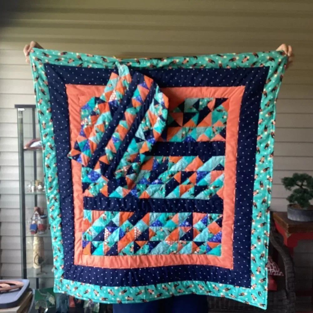 NWT  Baby/Children’s “ToThe Moon” Hand Crafted Quilt and Mini Quilt